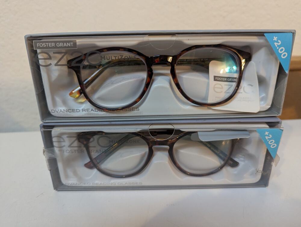 Foster Grant EZ2C Multizone Adv Reading Glasses w/ Pouch & Cloth MCKAY MF +2.00